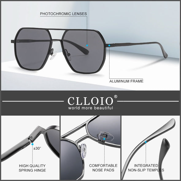 New Fashion Aluminum Photochromic Sunglasses Men Women Polarized Sun Glasses Chameleon Anti-glare Driving Oculos de sol