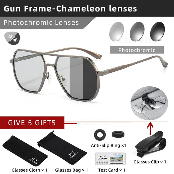 New Fashion Aluminum Photochromic Sunglasses Men Women Polarized Sun Glasses Chameleon Anti-glare Driving Oculos de sol