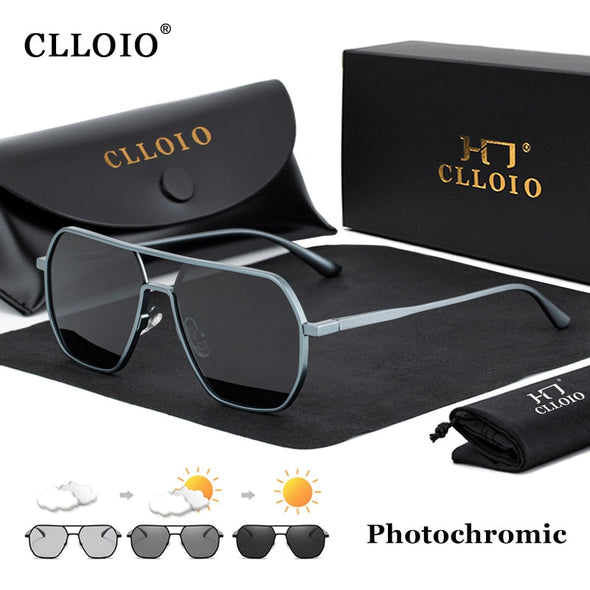 New Fashion Aluminum Photochromic Sunglasses Men Women Polarized Sun Glasses Chameleon Anti-glare Driving Oculos de sol
