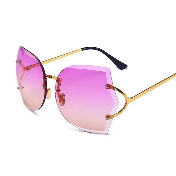 Cat Eye Eyeglasses Women Sunglasses Rimless Clear Eyewear Frame Purple Gradient Elegant Optics Rimless Lady Oversized lunette