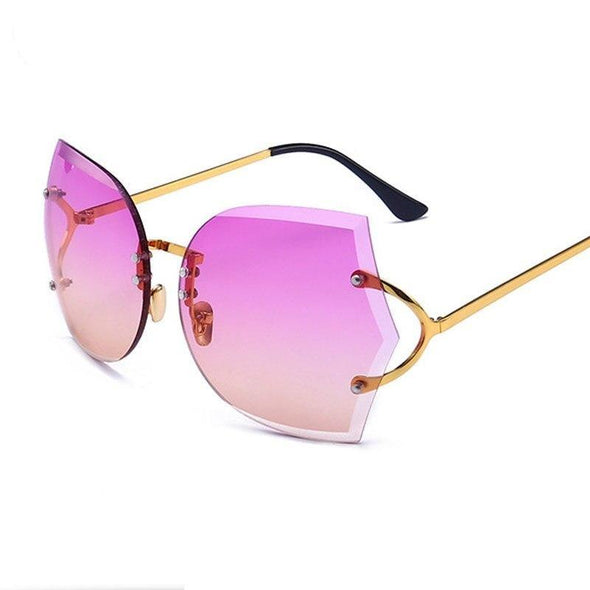 Cat Eye Eyeglasses Women Sunglasses Rimless Clear Eyewear Frame Purple Gradient Elegant Optics Rimless Lady Oversized lunette