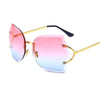 Cat Eye Eyeglasses Women Sunglasses Rimless Clear Eyewear Frame Purple Gradient Elegant Optics Rimless Lady Oversized lunette
