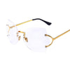 Cat Eye Eyeglasses Women Sunglasses Rimless Clear Eyewear Frame Purple Gradient Elegant Optics Rimless Lady Oversized lunette