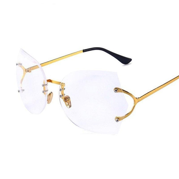 Cat Eye Eyeglasses Women Sunglasses Rimless Clear Eyewear Frame Purple Gradient Elegant Optics Rimless Lady Oversized lunette