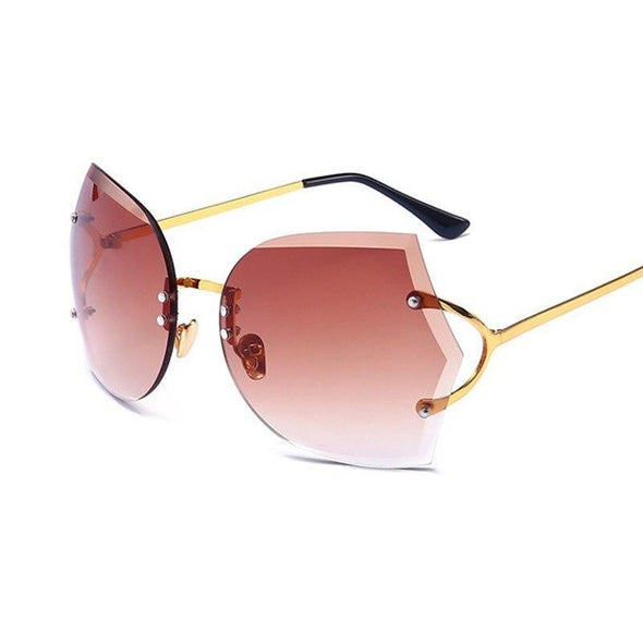 Cat Eye Eyeglasses Women Sunglasses Rimless Clear Eyewear Frame Purple Gradient Elegant Optics Rimless Lady Oversized lunette