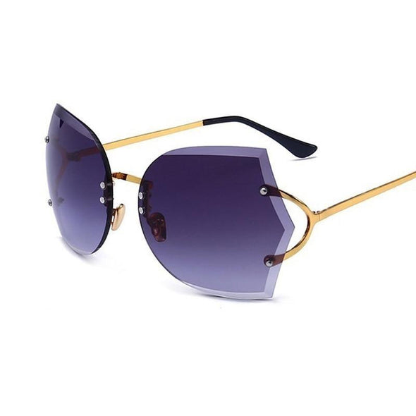 Cat Eye Eyeglasses Women Sunglasses Rimless Clear Eyewear Frame Purple Gradient Elegant Optics Rimless Lady Oversized lunette
