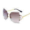 Cat Eye Eyeglasses Women Sunglasses Rimless Clear Eyewear Frame Purple Gradient Elegant Optics Rimless Lady Oversized lunette