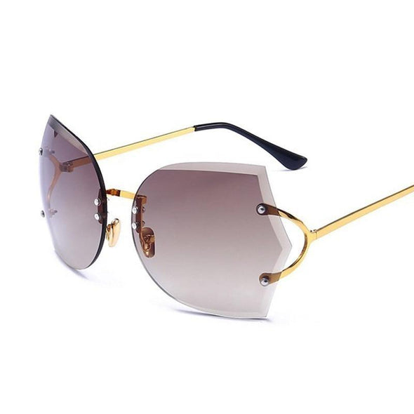 Cat Eye Eyeglasses Women Sunglasses Rimless Clear Eyewear Frame Purple Gradient Elegant Optics Rimless Lady Oversized lunette