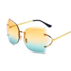 Cat Eye Eyeglasses Women Sunglasses Rimless Clear Eyewear Frame Purple Gradient Elegant Optics Rimless Lady Oversized lunette