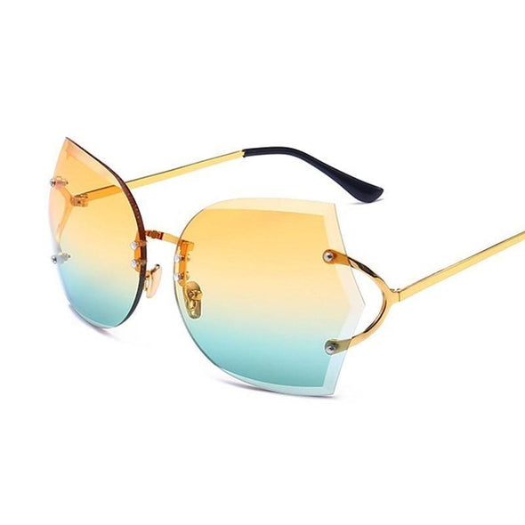 Cat Eye Eyeglasses Women Sunglasses Rimless Clear Eyewear Frame Purple Gradient Elegant Optics Rimless Lady Oversized lunette