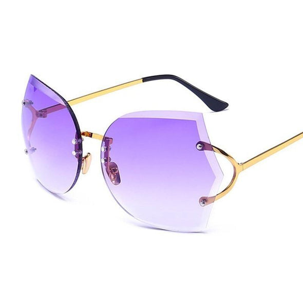 Cat Eye Eyeglasses Women Sunglasses Rimless Clear Eyewear Frame Purple Gradient Elegant Optics Rimless Lady Oversized lunette