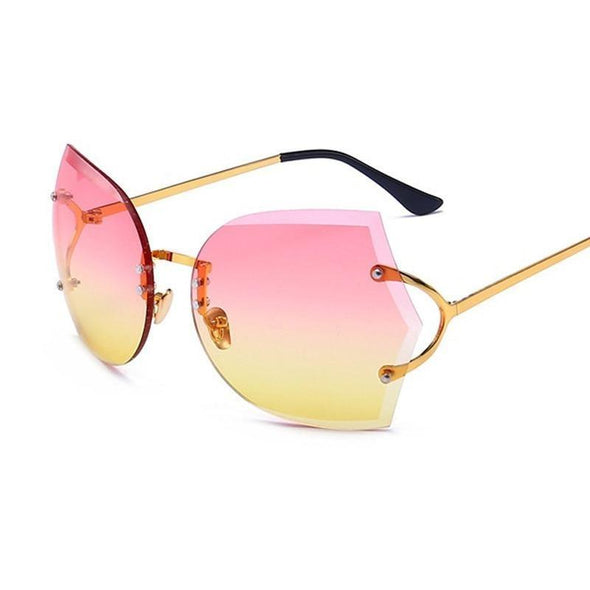 Cat Eye Eyeglasses Women Sunglasses Rimless Clear Eyewear Frame Purple Gradient Elegant Optics Rimless Lady Oversized lunette