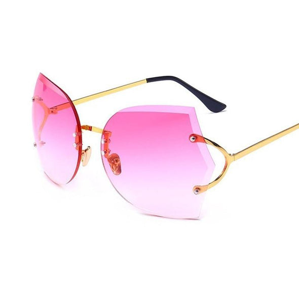 Cat Eye Eyeglasses Women Sunglasses Rimless Clear Eyewear Frame Purple Gradient Elegant Optics Rimless Lady Oversized lunette