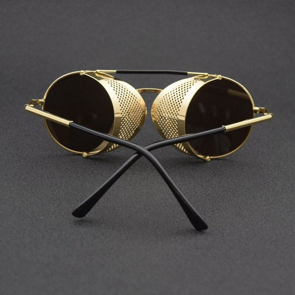 Classic Gothic Steampunk Sunglasses Polarized Men Women Brand Designer Vintage Oval Metal Frame Sun Glasses UV400