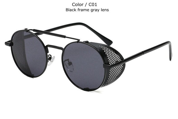 Classic Gothic Steampunk Sunglasses Polarized Men Women Brand Designer Vintage Oval Metal Frame Sun Glasses UV400