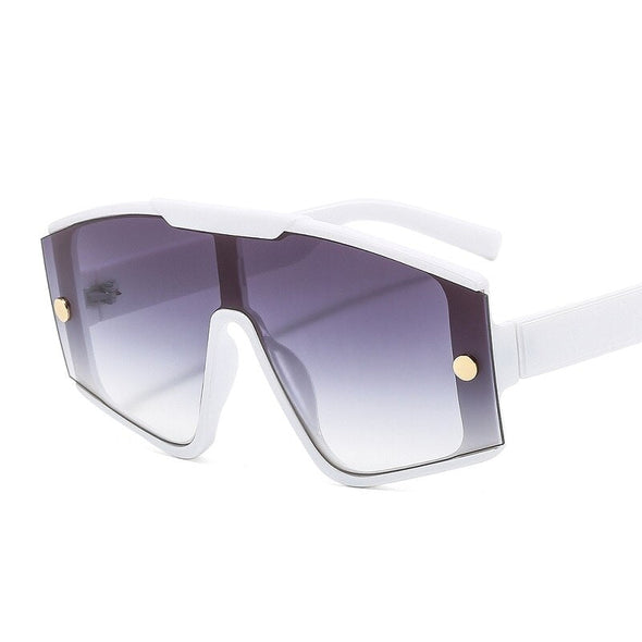 Fashion Shield Sunglasses Men Women Goggle Gradients Lens Frame Vintage Brand Designer Luxury Metal Decorate