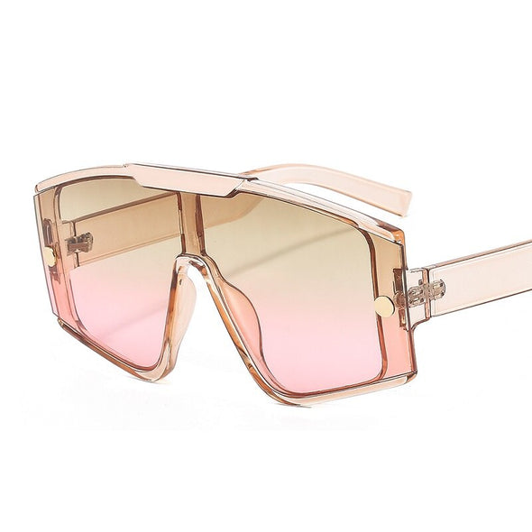 Fashion Shield Sunglasses Men Women Goggle Gradients Lens Frame Vintage Brand Designer Luxury Metal Decorate