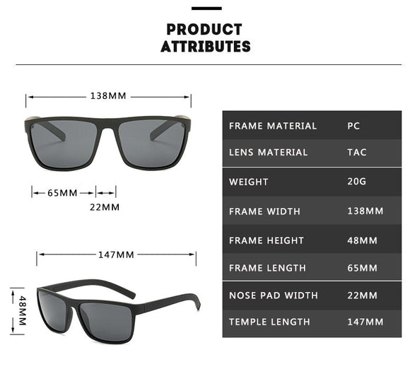 Brand Polarized Sunglasses For Men Plastic Oculos de sol Men's Fashion Square Driving Eyewear Travel Sun Glass