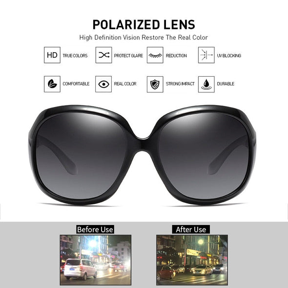 Brand Design Elegant Polarized Oversized Round Sunglasses Women Simple Fashion Big Plastic Ladies Sun Glasses