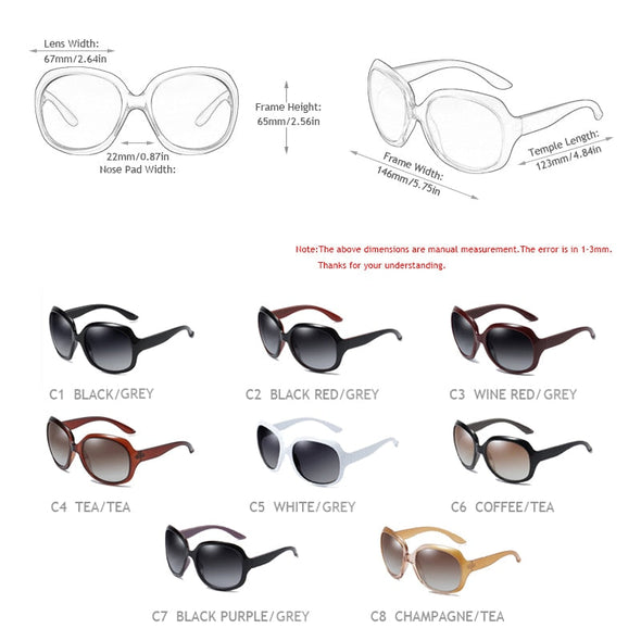 Brand Design Elegant Polarized Oversized Round Sunglasses Women Simple Fashion Big Plastic Ladies Sun Glasses