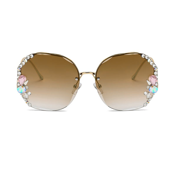 Diamond Sunglasses Women UV400 Rimless Vintage Sun Glasses Rhinestone Retro Sunglass Luxury Designer