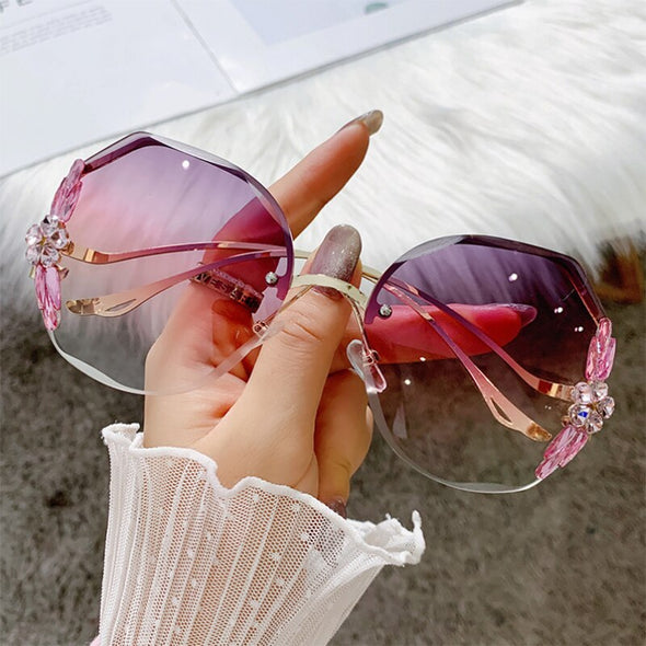 Fashion Glasses Diamond Sunglasses Women Brand Rimless Shades For Women Luxury Vintage Vasos Decorativos Zonnebril Dames
