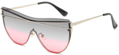Gradient Brown One Piece Sunglasses Women  Luxury Brand Glasses Metal Cross Designer Shades Big Sunglass UV400