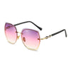 Fashion Oversize Frameless Metal Square Luxury Eyewear Summer Outdoor Delicate Lady Sunglasses