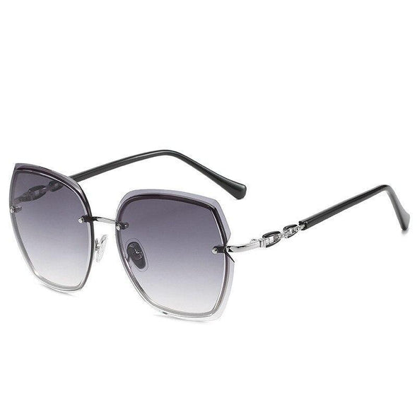 Fashion Oversize Frameless Metal Square Luxury Eyewear Summer Outdoor Delicate Lady Sunglasses