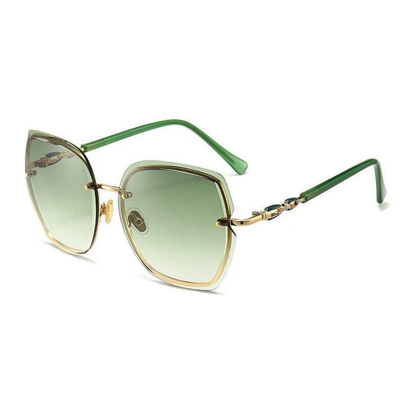 Fashion Oversize Frameless Metal Square Luxury Eyewear Summer Outdoor Delicate Lady Sunglasses
