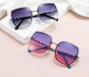 Fashion Oversize Frameless Metal Square Luxury Eyewear Summer Outdoor Delicate Lady Sunglasses