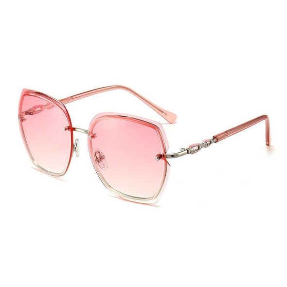 Fashion Oversize Frameless Metal Square Luxury Eyewear Summer Outdoor Delicate Lady Sunglasses
