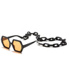 Fashion Punk Square Sunglasses Women Vintage Unique Chain Polygon ]Female Shades Large Frame