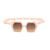 Fashion Punk Square Sunglasses Women Vintage Unique Chain Polygon ]Female Shades Large Frame