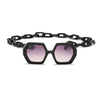Fashion Punk Square Sunglasses Women Vintage Unique Chain Polygon ]Female Shades Large Frame