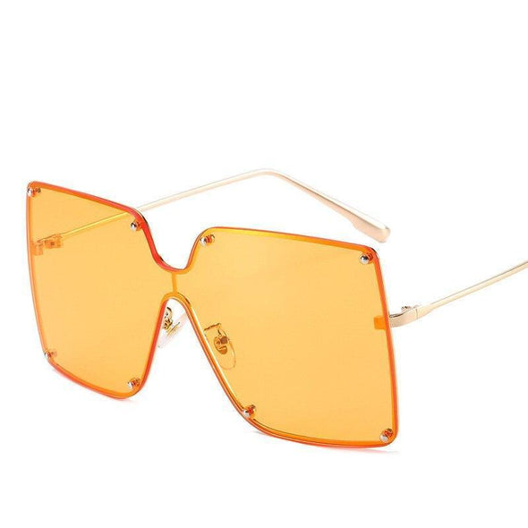 Fashion Square Sunglasses Women Designer 2021 Trend New Alloy Frame Oversize Gradient Shades