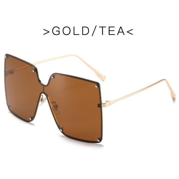 Fashion Square Sunglasses Women Designer 2021 Trend New Alloy Frame Oversize Gradient Shades