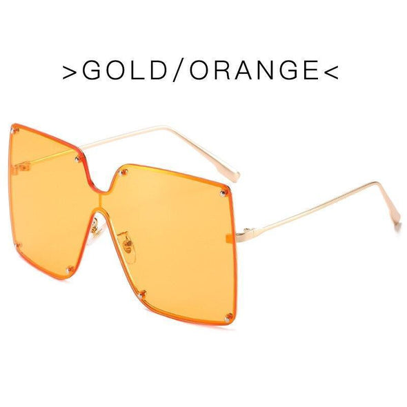 Fashion Square Sunglasses Women Designer 2021 Trend New Alloy Frame Oversize Gradient Shades