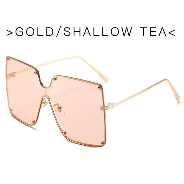 Fashion Square Sunglasses Women Designer 2021 Trend New Alloy Frame Oversize Gradient Shades