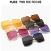 Fashion Square Sunglasses Women Designer 2021 Trend New Alloy Frame Oversize Gradient Shades