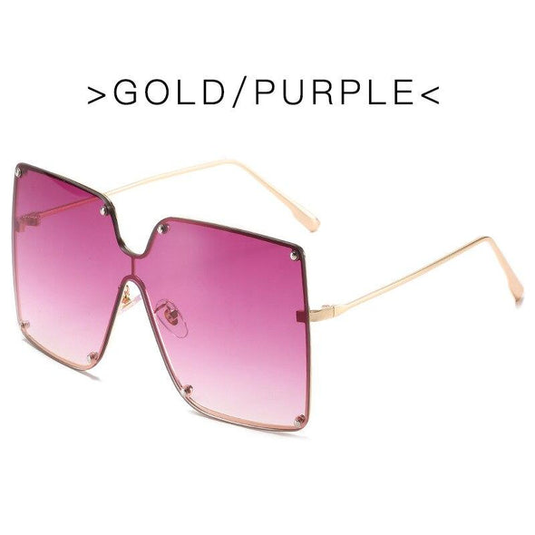 Fashion Square Sunglasses Women Designer 2021 Trend New Alloy Frame Oversize Gradient Shades