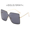 Fashion Square Sunglasses Women Designer 2021 Trend New Alloy Frame Oversize Gradient Shades