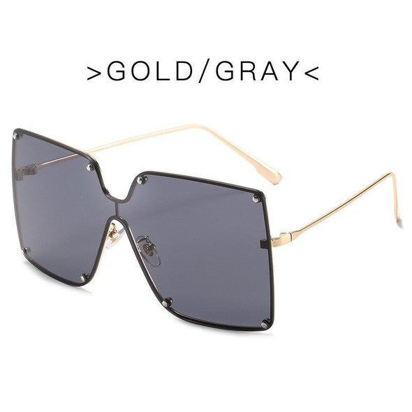 Fashion Square Sunglasses Women Designer 2021 Trend New Alloy Frame Oversize Gradient Shades
