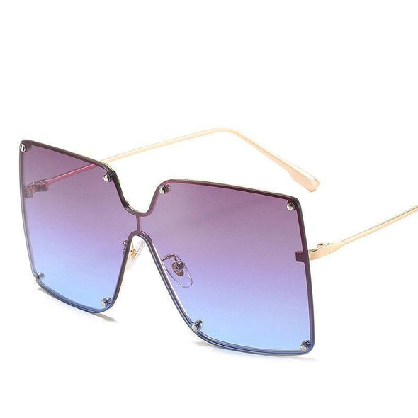 Fashion Square Sunglasses Women Designer 2021 Trend New Alloy Frame Oversize Gradient Shades