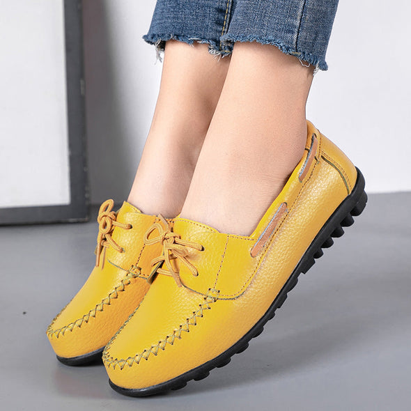 Zoloss Genuine Leather Fashion Women Flats Ballerina Shoes