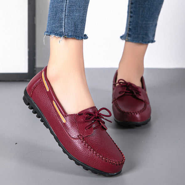 Zoloss Genuine Leather Fashion Women Flats Ballerina Shoes