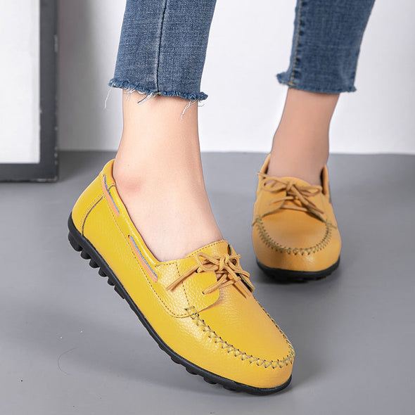 Zoloss Genuine Leather Fashion Women Flats Ballerina Shoes