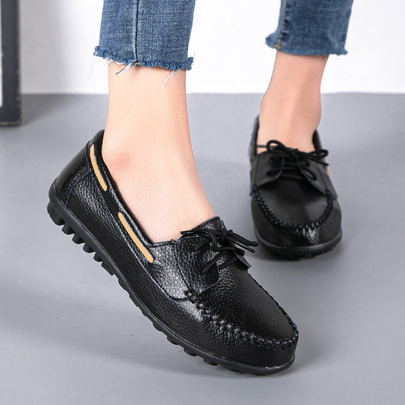 Zoloss Genuine Leather Fashion Women Flats Ballerina Shoes