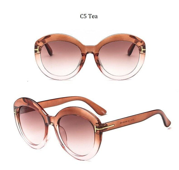 Fashion Sunglasses Women Designer Vintage Round T Sun Glasses Female Eyewear Gradient Frame Shades Men