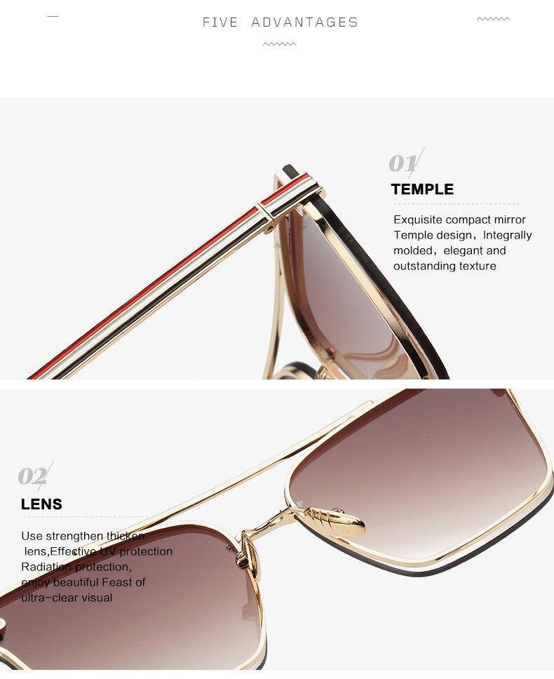 Oversize Square Sunglasses Women Brand Designer Fashion Flat Top